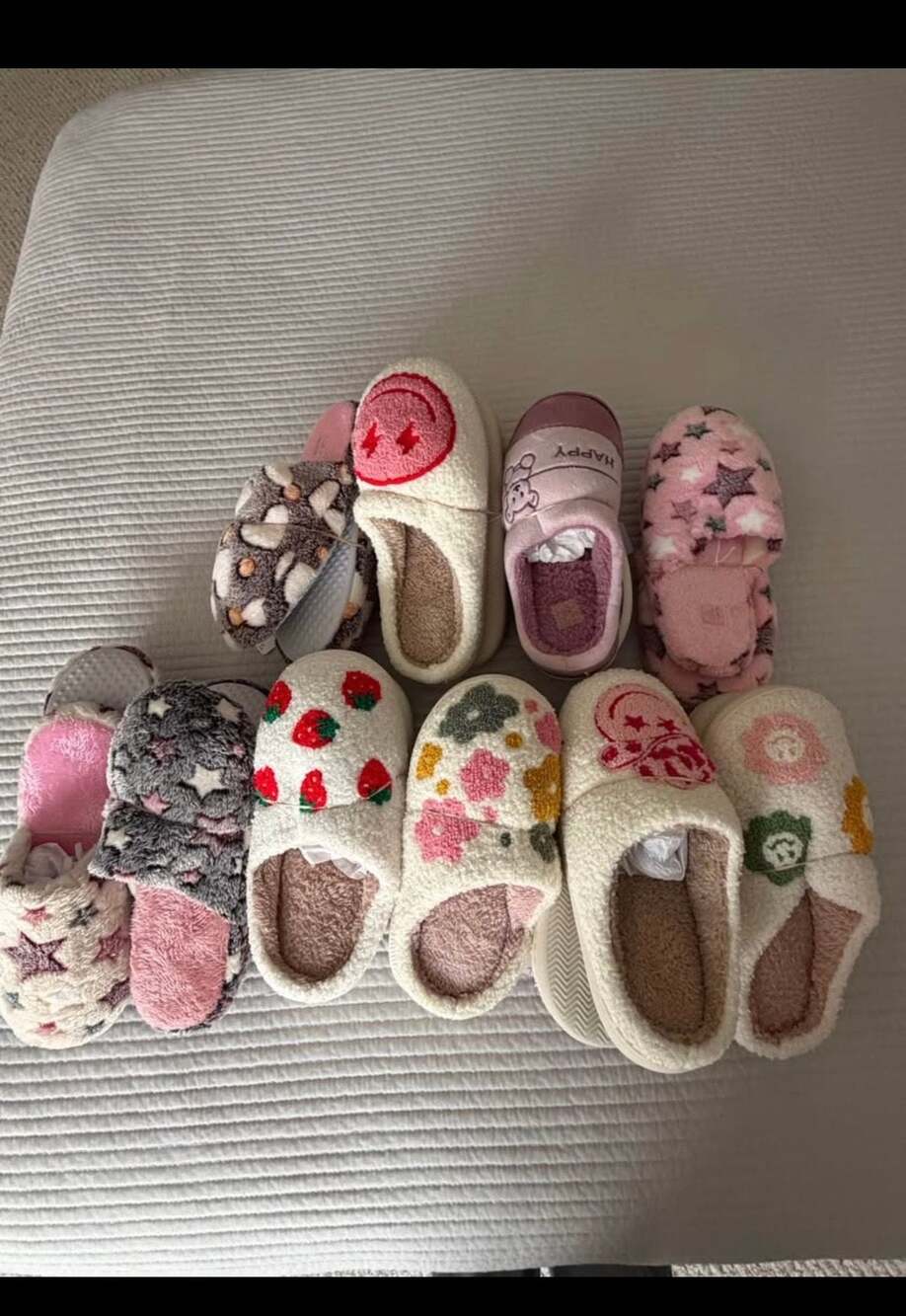 Assorted Plush Embroidered and Patterned Indoor House Slippers